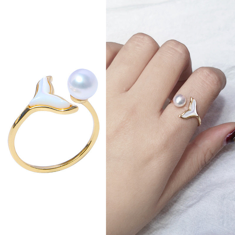 R516 Pearl & Shell Freshwater Pearl Rings | 14K Gold Plated